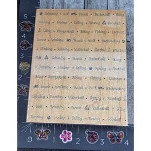 Hero Arts Sports Background S1255 1997 Wordprints Rubber Stamp Wood #B26